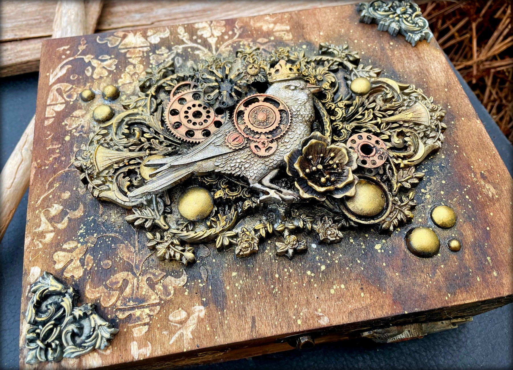 Vintage steampunk inspired treasure box: By Louise Crosbie.