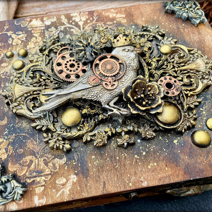 Vintage steampunk inspired treasure box: By Louise Crosbie.