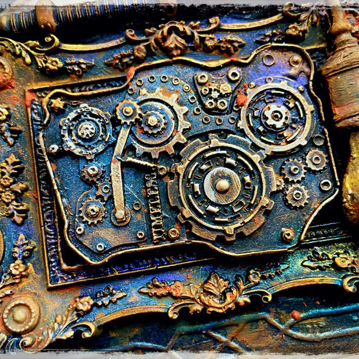 Steampunk altered Tin by LOUISE CROSBIE