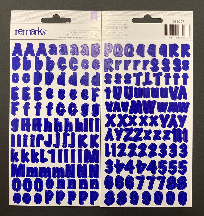 Remarks Alphabet Stickers - Bella - Blue