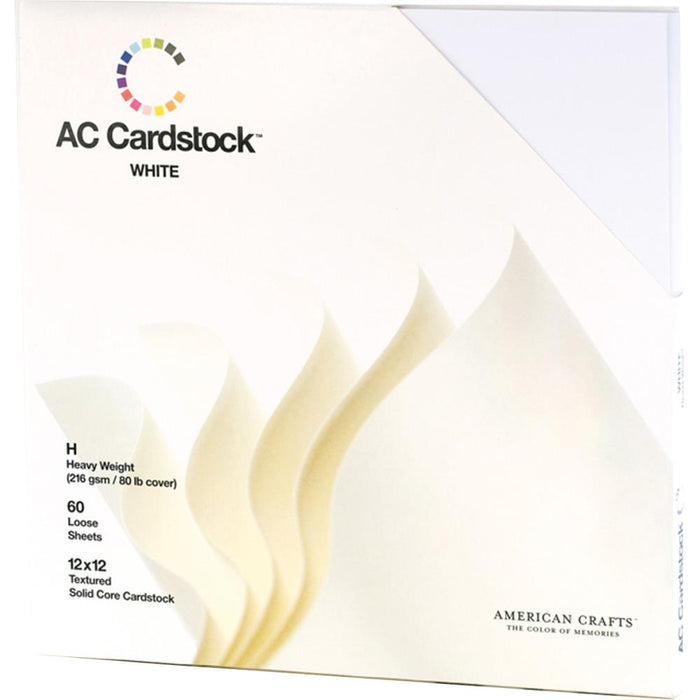 American Crafts Solid White Cardstock Pack 12"X12" 60/Pkg