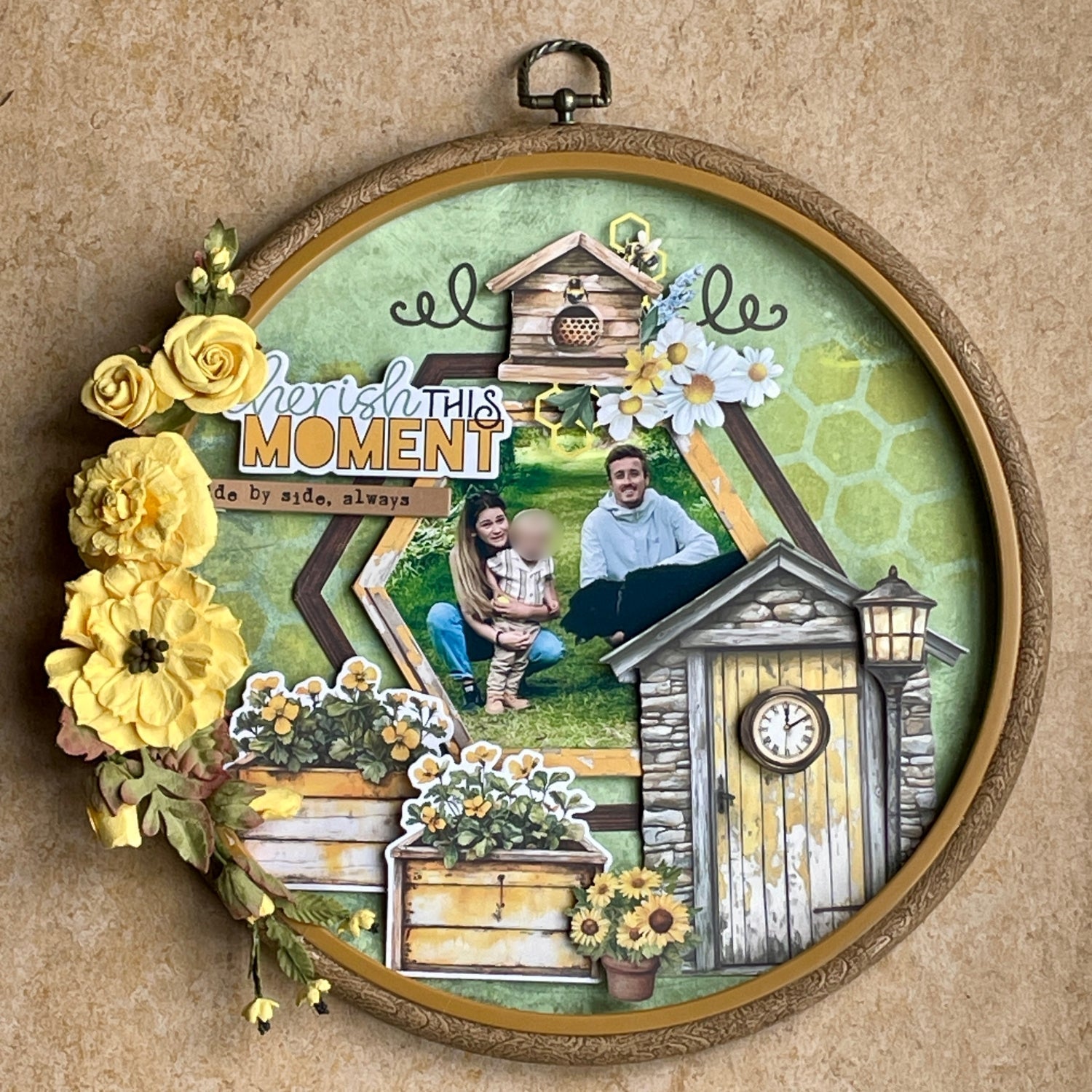 Cherish This Moment - Altered Embroidery Hoop by KAREN MOSS