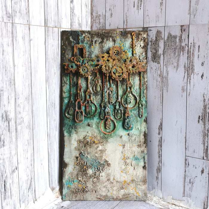 Mixed media canvas by LORI WOODS