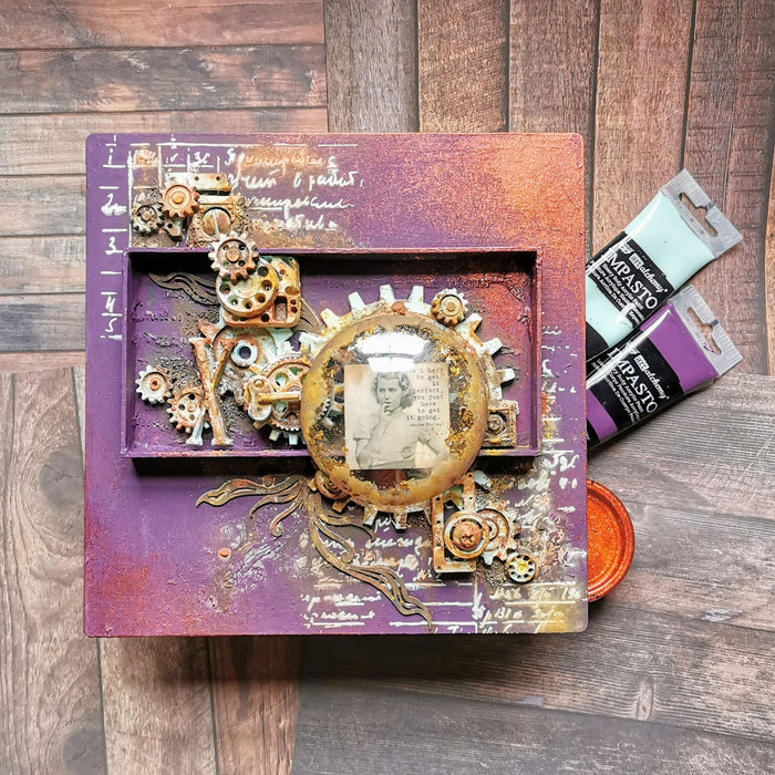 Mixed media canvas project by LORI WOODS