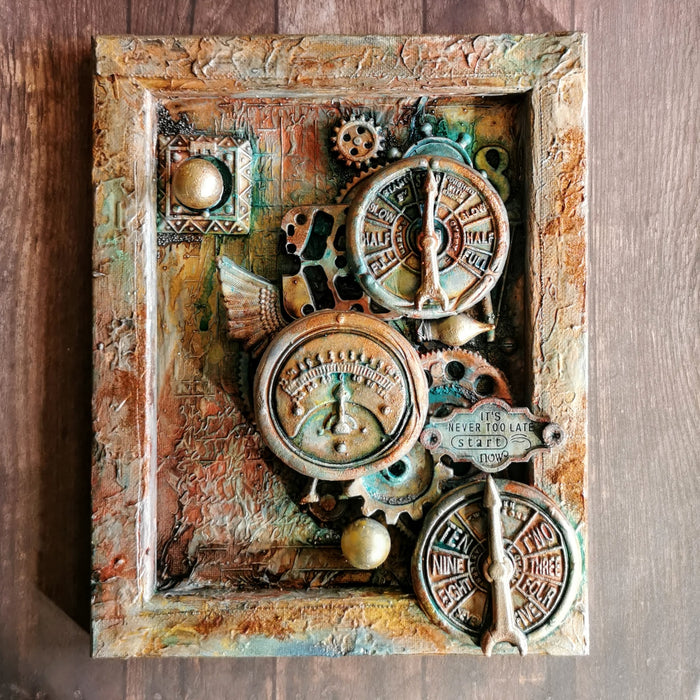 Steampunk style canvas by LORI WOODS