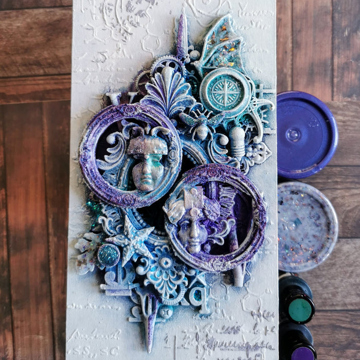 Bits & Pieces mixed media canvas by LORI WOODS
