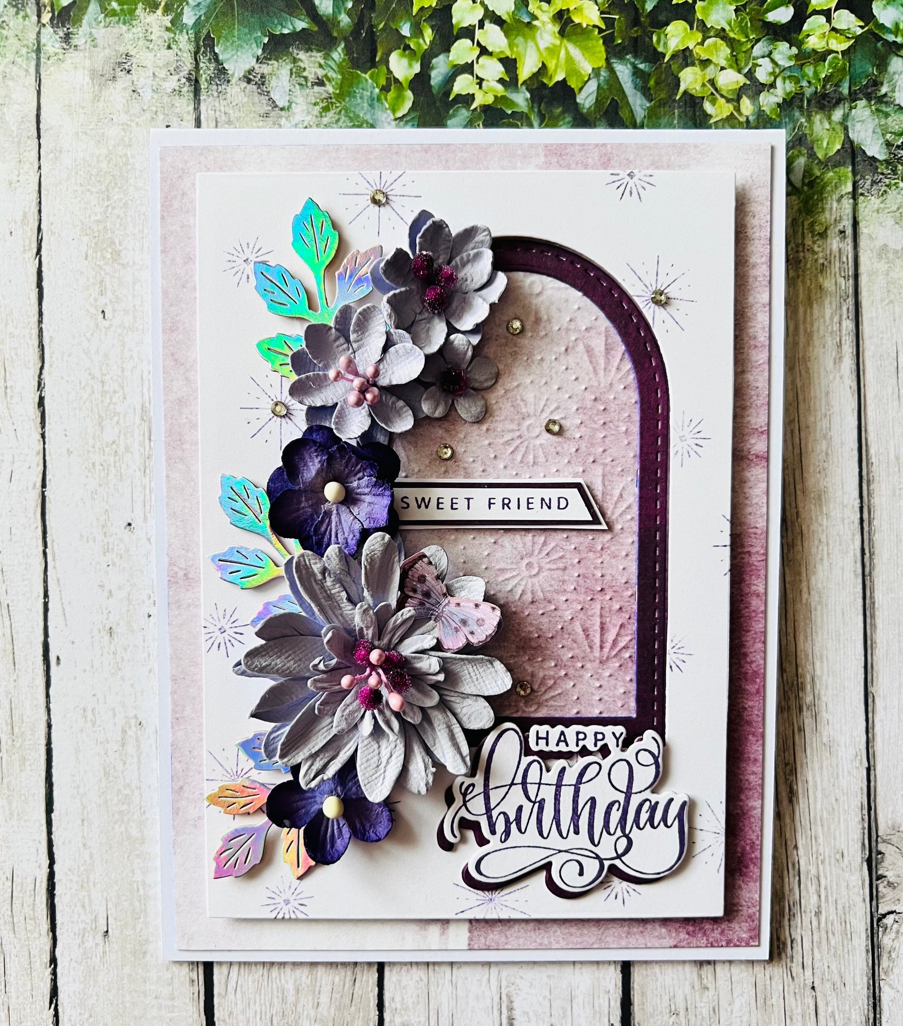 Birthday Card using Arch die by SUE CREASE