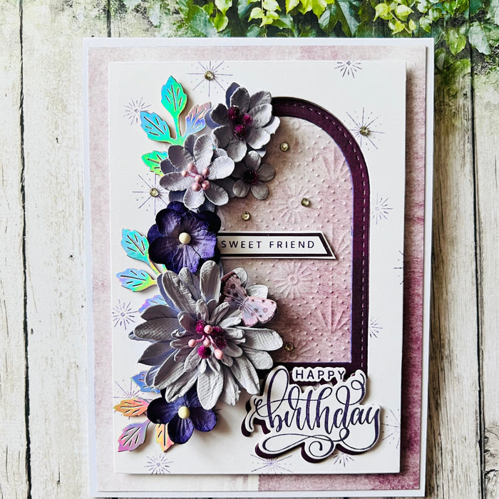 Birthday Card using Arch die by SUE CREASE