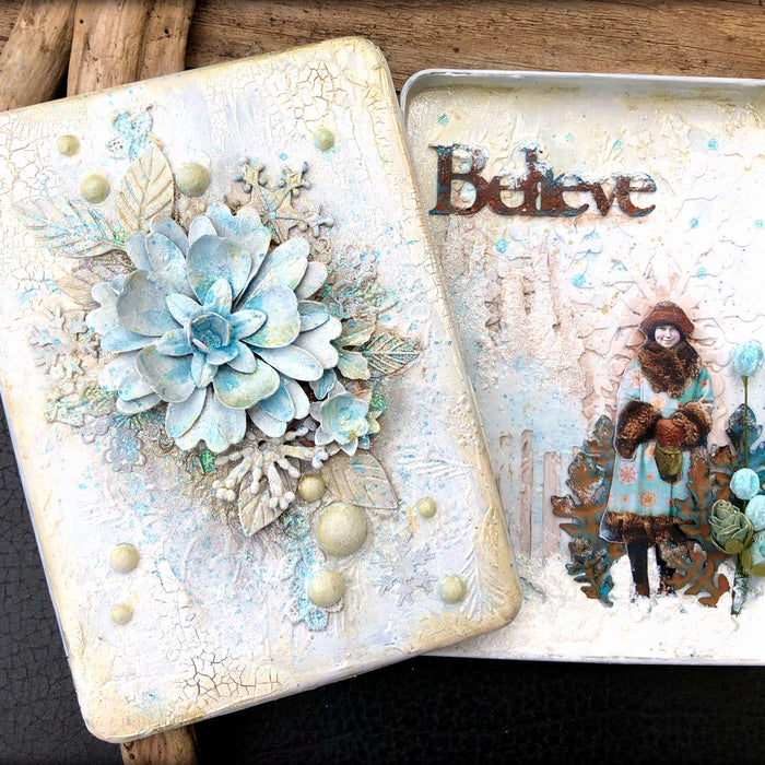 Altered tin (inside) by LOUISE CROSBIE