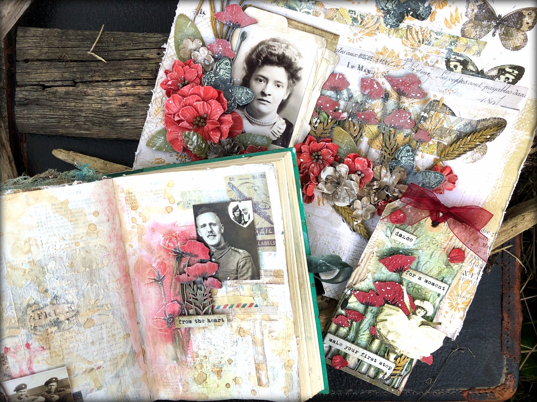 Product focus - Dusty Attic Chipboard - (Poppies) by Louise Crosbie