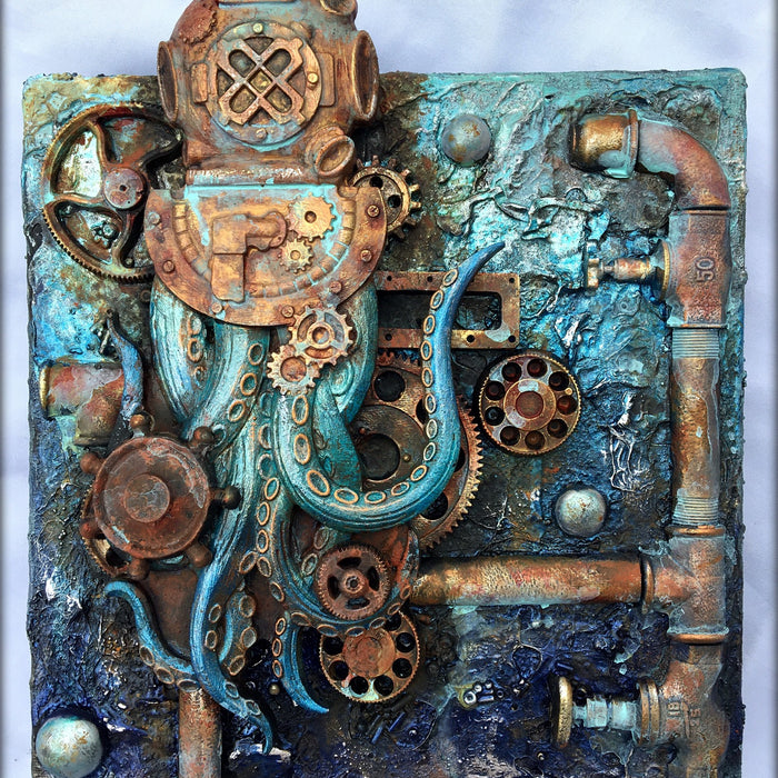 Octopus canvas project. By LOUISE CROSBIE