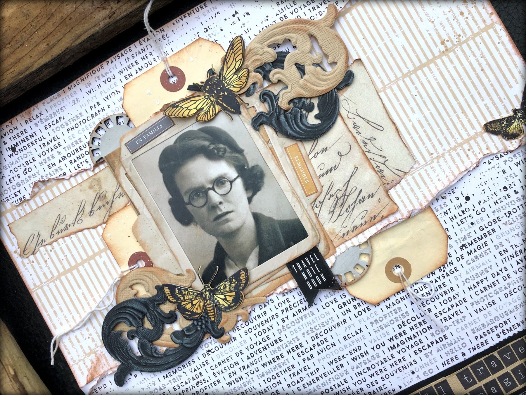 VIntage Travel note book layout by LOUISE CROSBIE
