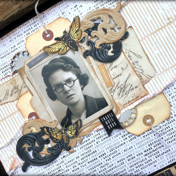 VIntage Travel note book layout by LOUISE CROSBIE