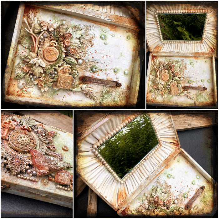 Inside the altered jewellery/vanity case by LOUISE CROSBIE