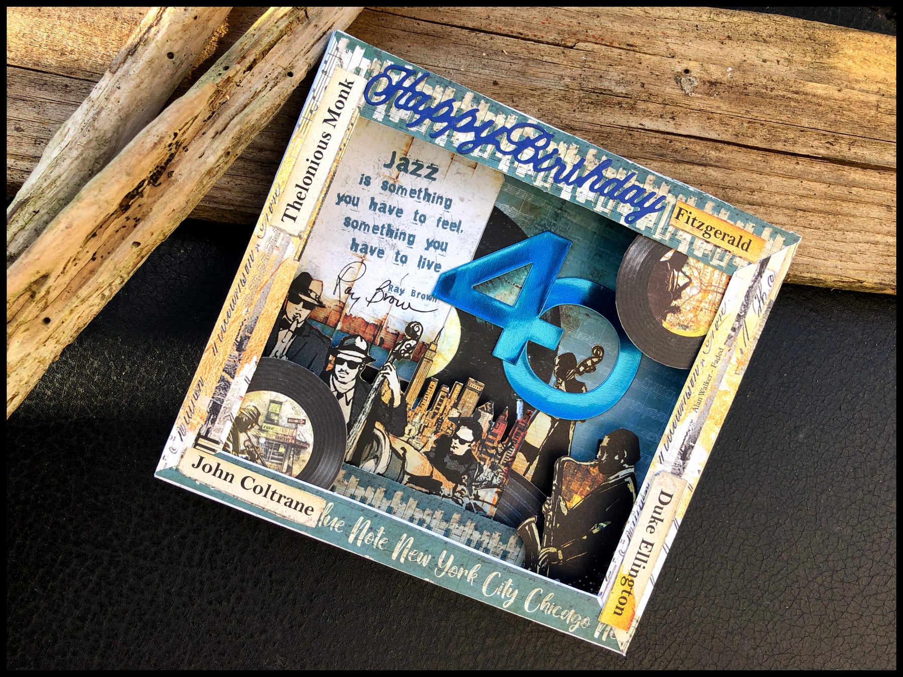 Blue note 3D birthday card for a jazz lover by LOUISE CROSBIE