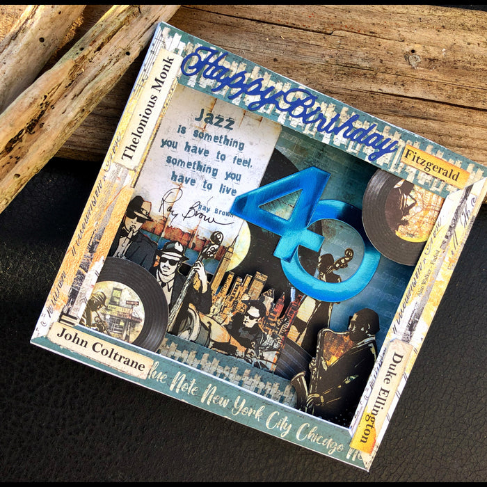 Blue note 3D birthday card for a jazz lover by LOUISE CROSBIE