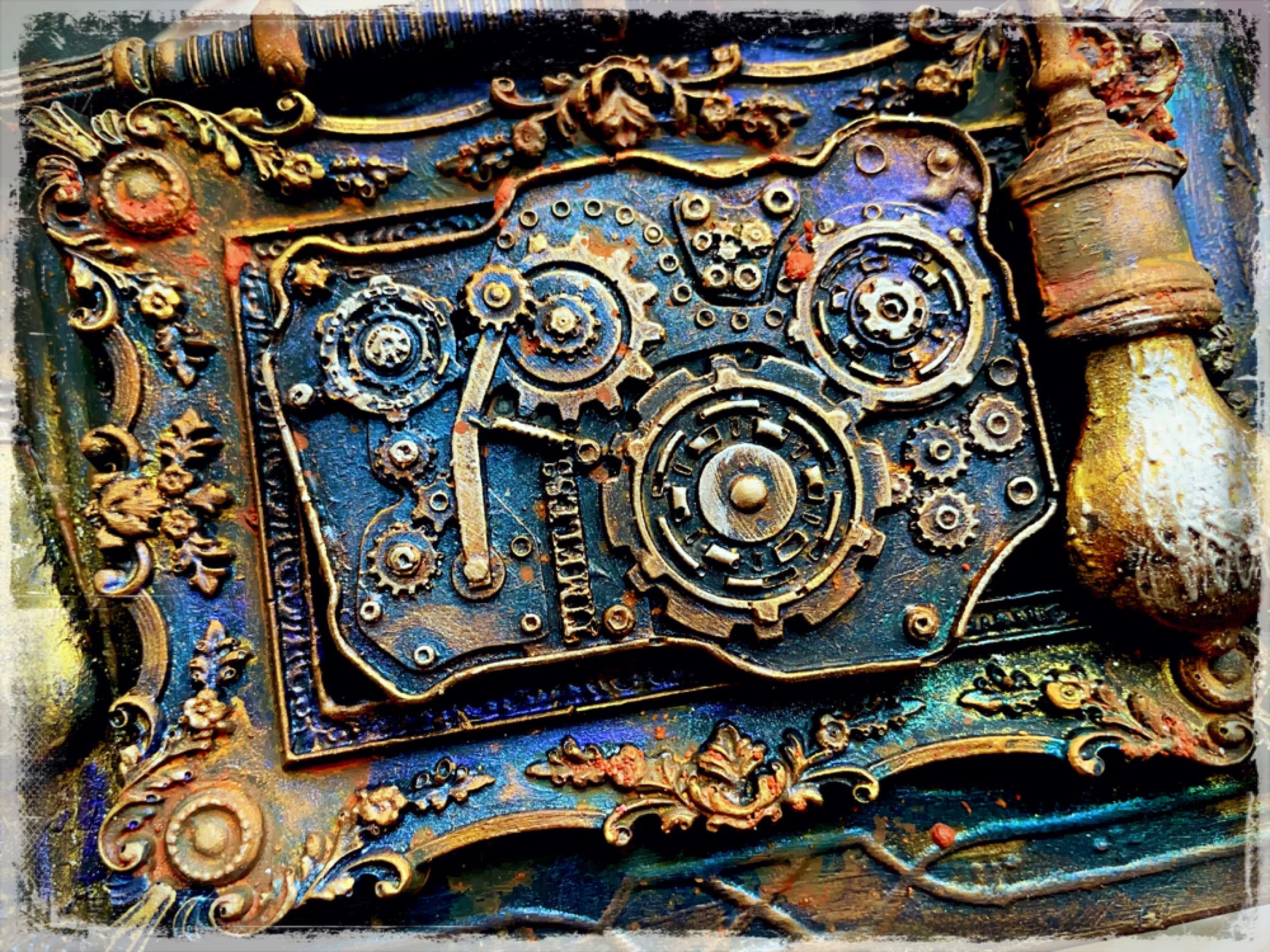 Steampunk altered Tin by LOUISE CROSBIE