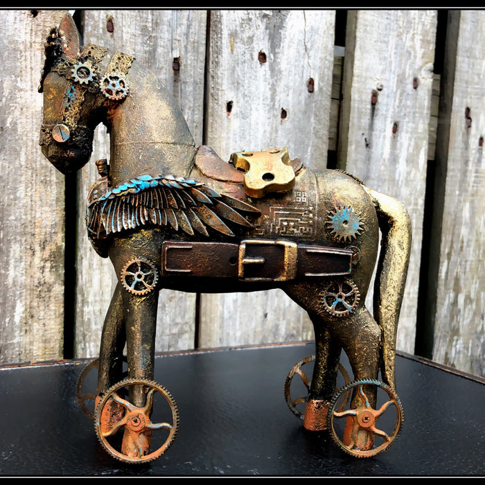 Wooden horse makeover by LOUISE CROSBIE