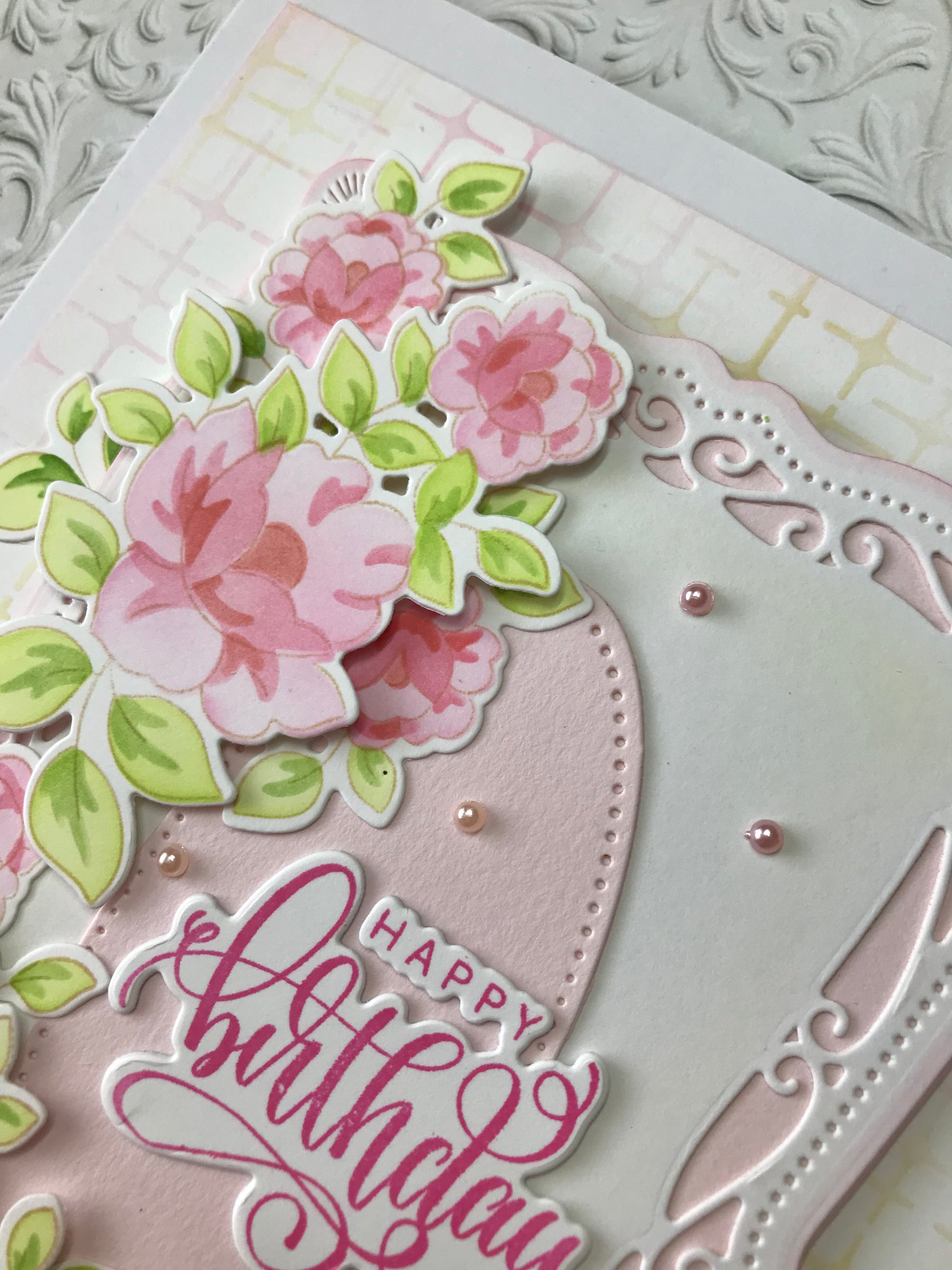 Pretty in “Pinkfresh” card: by Sue Crease