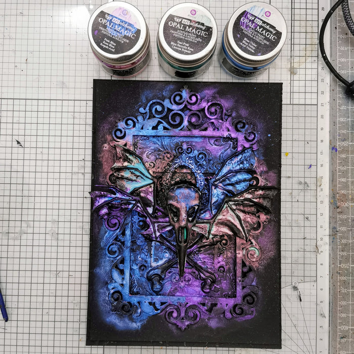 Skull canvas with Opal Magics by LORI WOODS