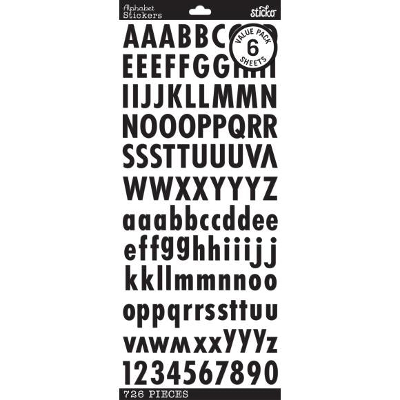 Sticko Alphabet Stickers - Black Gold Silver
