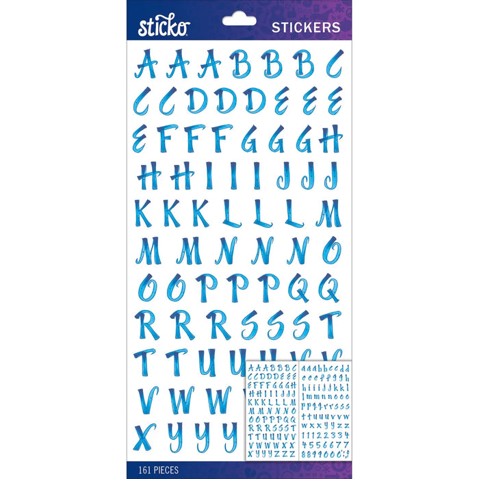 Sticko Alphabet Stickers - Blue Brush Small Alpha