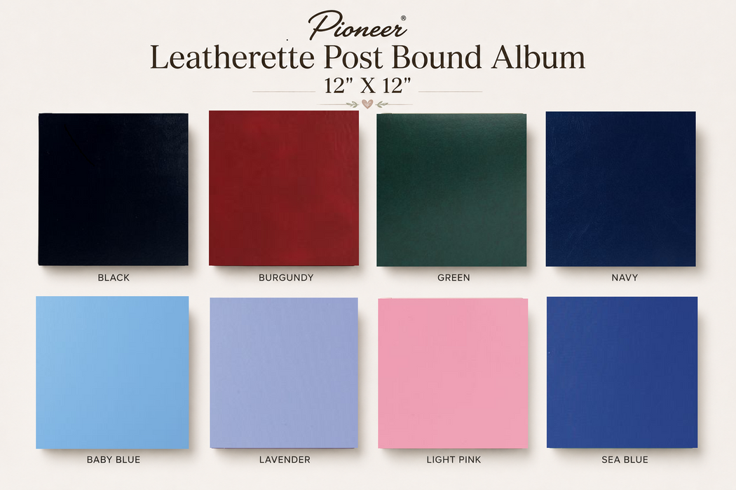 Pioneer Leatherette Post Bound Album 12"X12" - Available in 8 colours