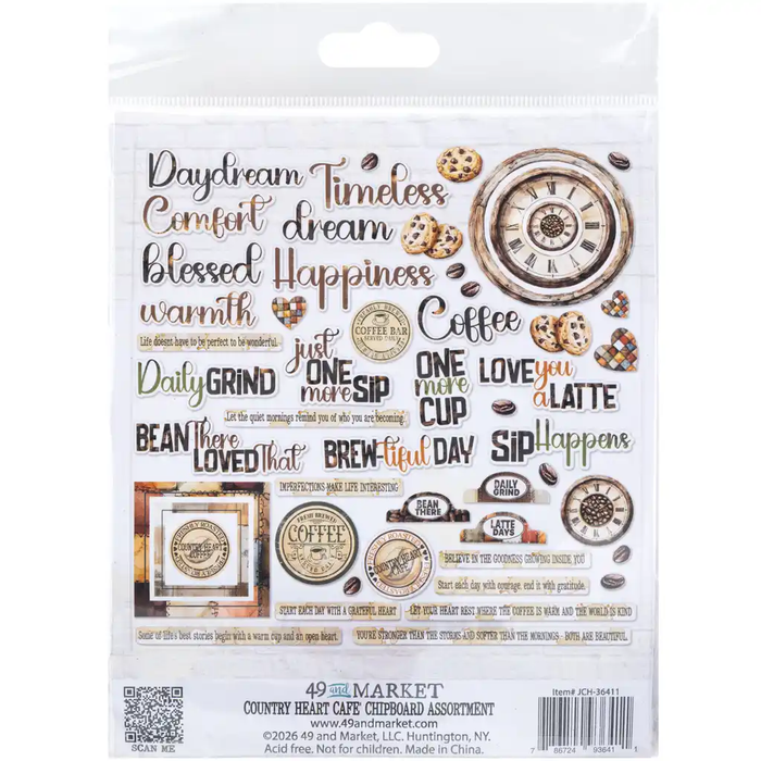 Country Heart Cafe Chipboard Set