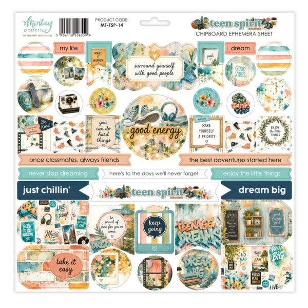 TEEN SPIRIT CHIPBOARD EPHEMERA SHEET