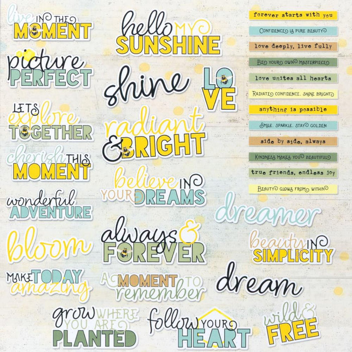 Botanical Buzz Chipboard Set - Words