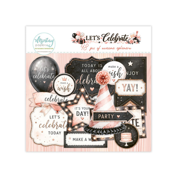 LET'S CELEBRATE PAPER EPHEMERA - 48 PIECES