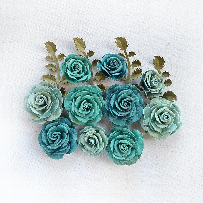 Whitney Paper Flowers - Aqua Medley