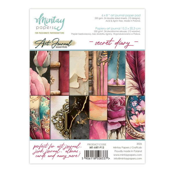 6 X 8 ART JOURNAL PAPER PAD - SECRET DIARY