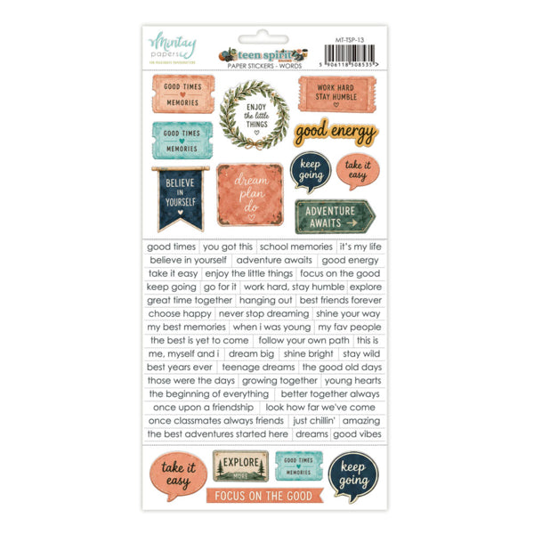 TEEN SPIRIT PAPER STICKERS - WORDS