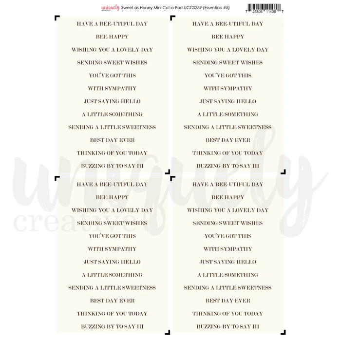 SWEET AS HONEY CUT-A-PART SHEET MINI