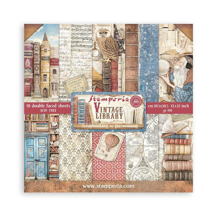 Vintage Library Paper Pad 12"X12"