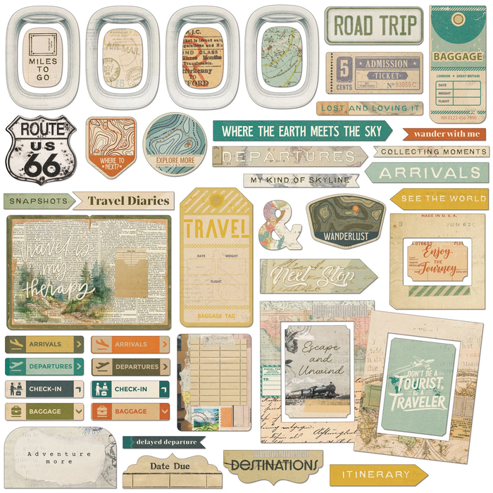 Travel Diaries Chipboard Set