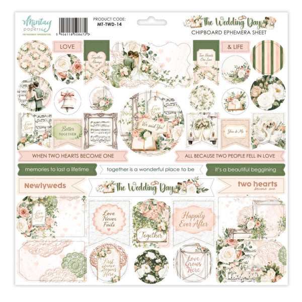 THE WEDDING DAY CHIPBOARD EPHEMERA SHEET