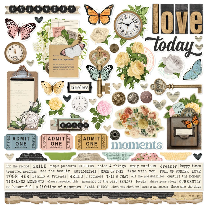 Simple Vintage Junk Drawer Cardstock Stickers
