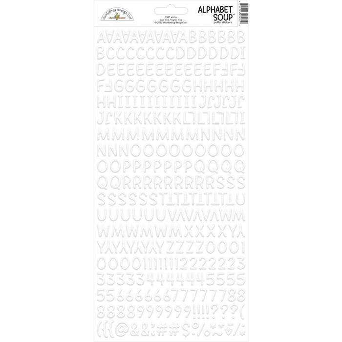 Alphabet Soup Puffy Stickers - White
