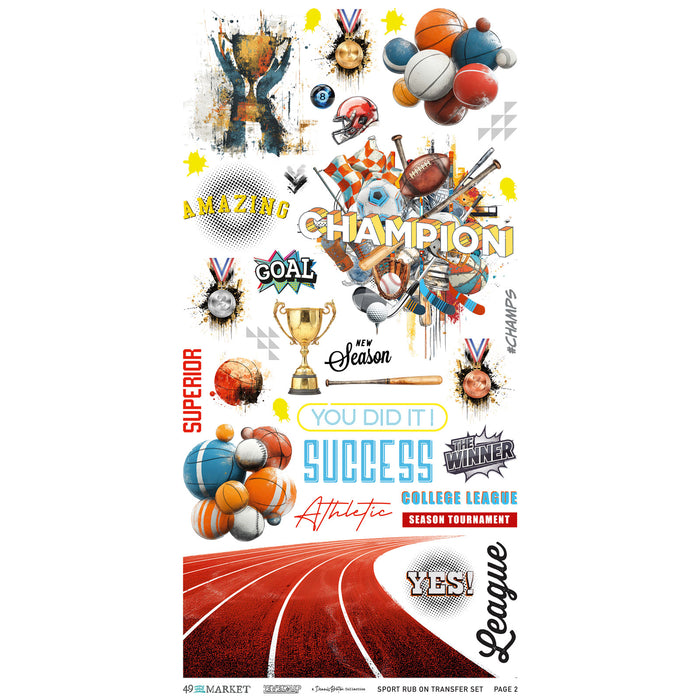 Level Up 6 x12 Sports Rub-on Transfer Set