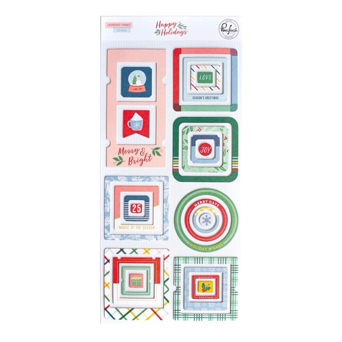 Happy Holidays Chipboard Frames Stickers
