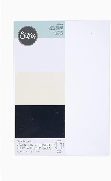 Surfacez Smooth Cardstock - Black/Ivory/White