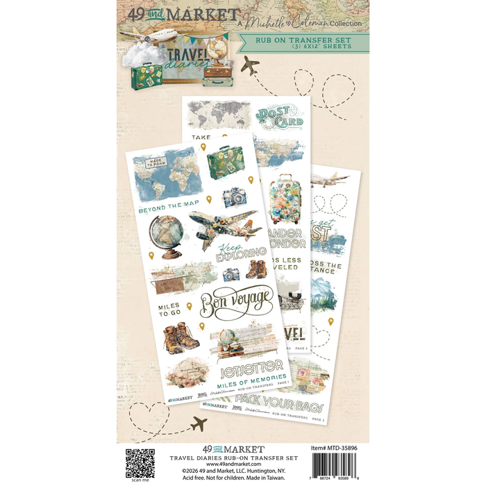 Travel Diaries 6 x12 Blendable Rub-on Transfer Set