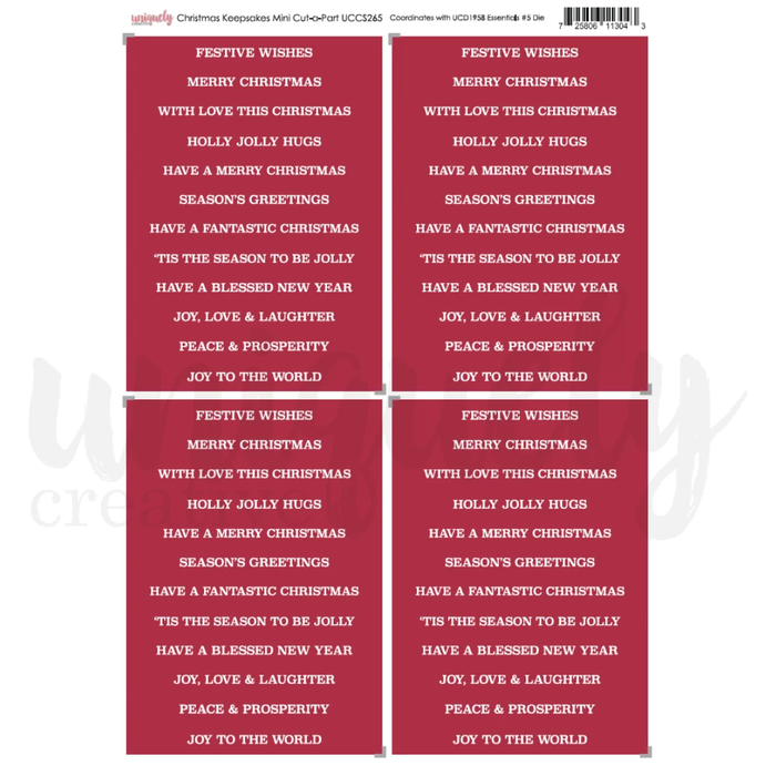 CHRISTMAS KEEPSAKES CUT-A-PART SHEET MINI