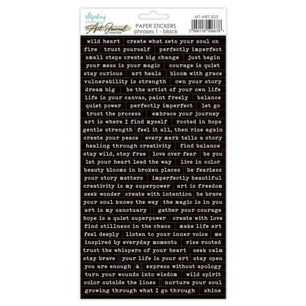 ART JOURNAL PAPER STICKERS - PHRASES 1 - BLACK