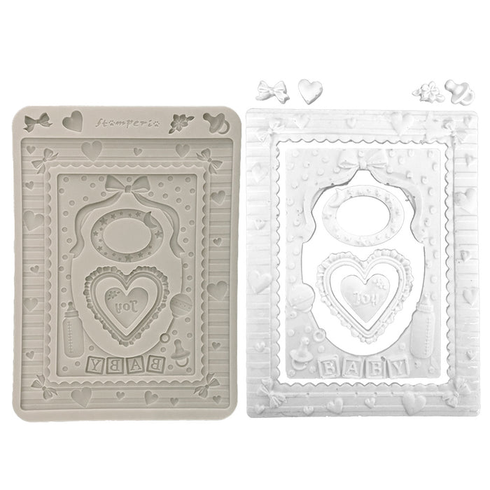 Baby Silicon Mould A5 - Baby frames and hearts