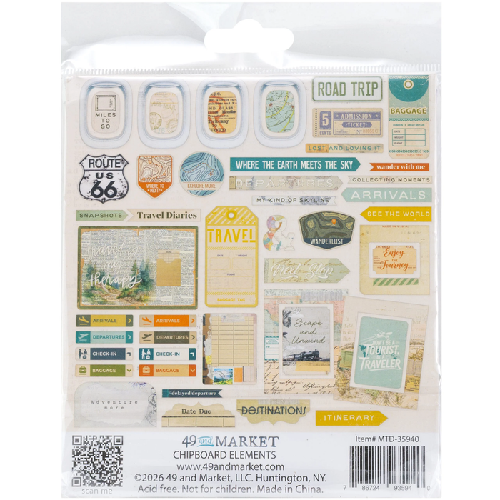 Travel Diaries Chipboard Set