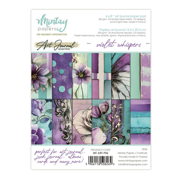 6 X 8 ART JOURNAL PAPER PAD - VIOLET WHISPERS
