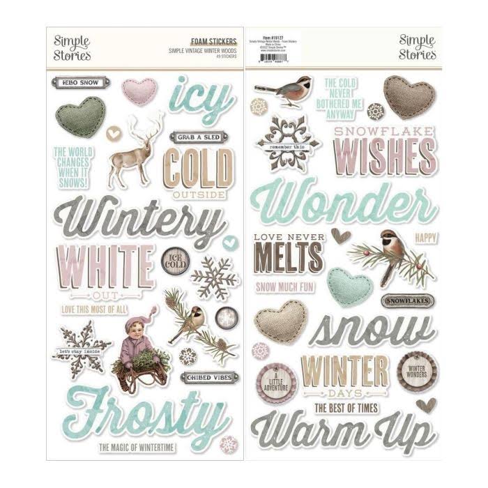 Simple Vintage Winter Woods - Foam Stickers
